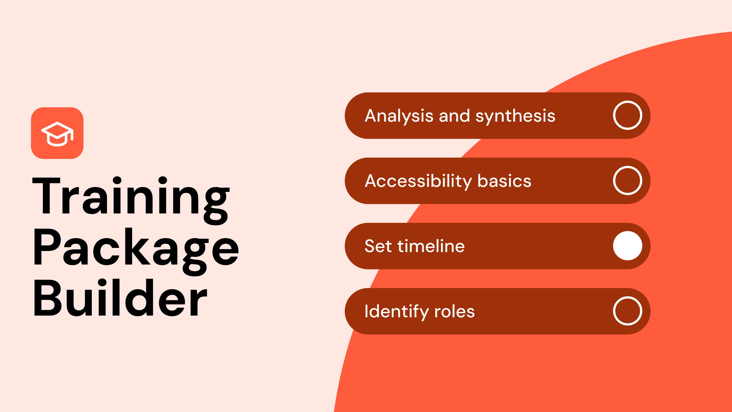 Orange background showing the Training Package Builder tool.