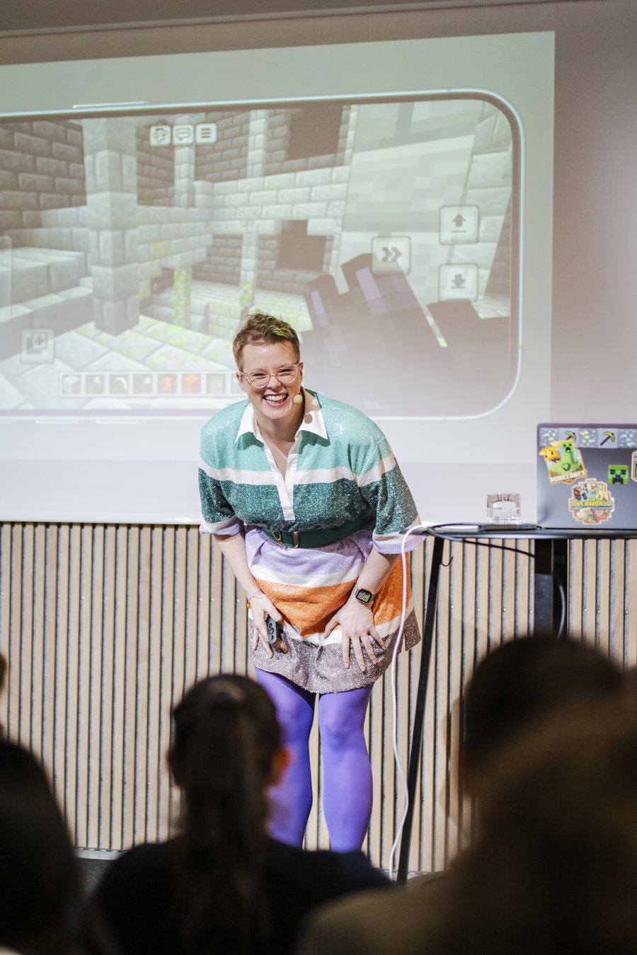 Unn Swanström of Mojang presents onstage