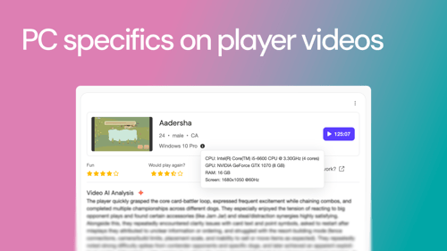 Player PC specs now visible in playtest results