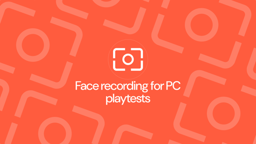 Spicy red background with the face recording icon pattern and header reading: Face recording for PC playtests