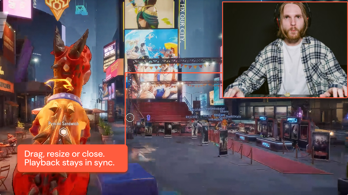 A playtest video showing the gameplay and the player at the same time, you can drag and resize the player recording and even close it if you don't need it on the screen.