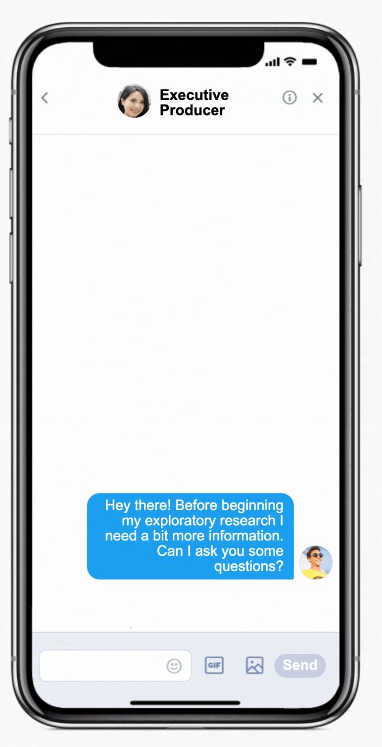 Chat between an executive producer anda  user researcher