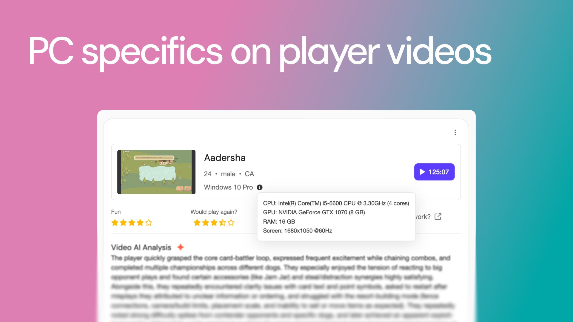 Player PC specs now visible in playtest results